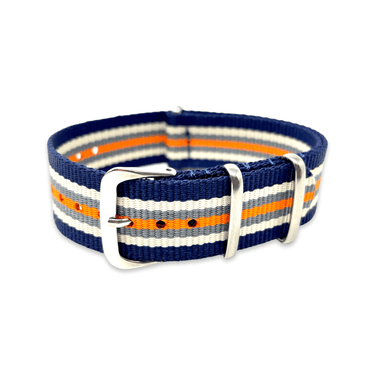 Classic Military Style Strap - Blue Cream Orange Stripes